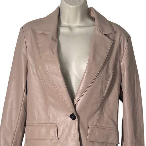 Miss Selfridge Faux Leather One Button Blazer in Mink Size 6 - Picture 10 of 14